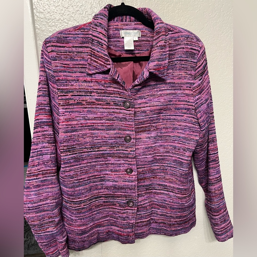 Coldwater Creek Multicolor Textured Jacket L